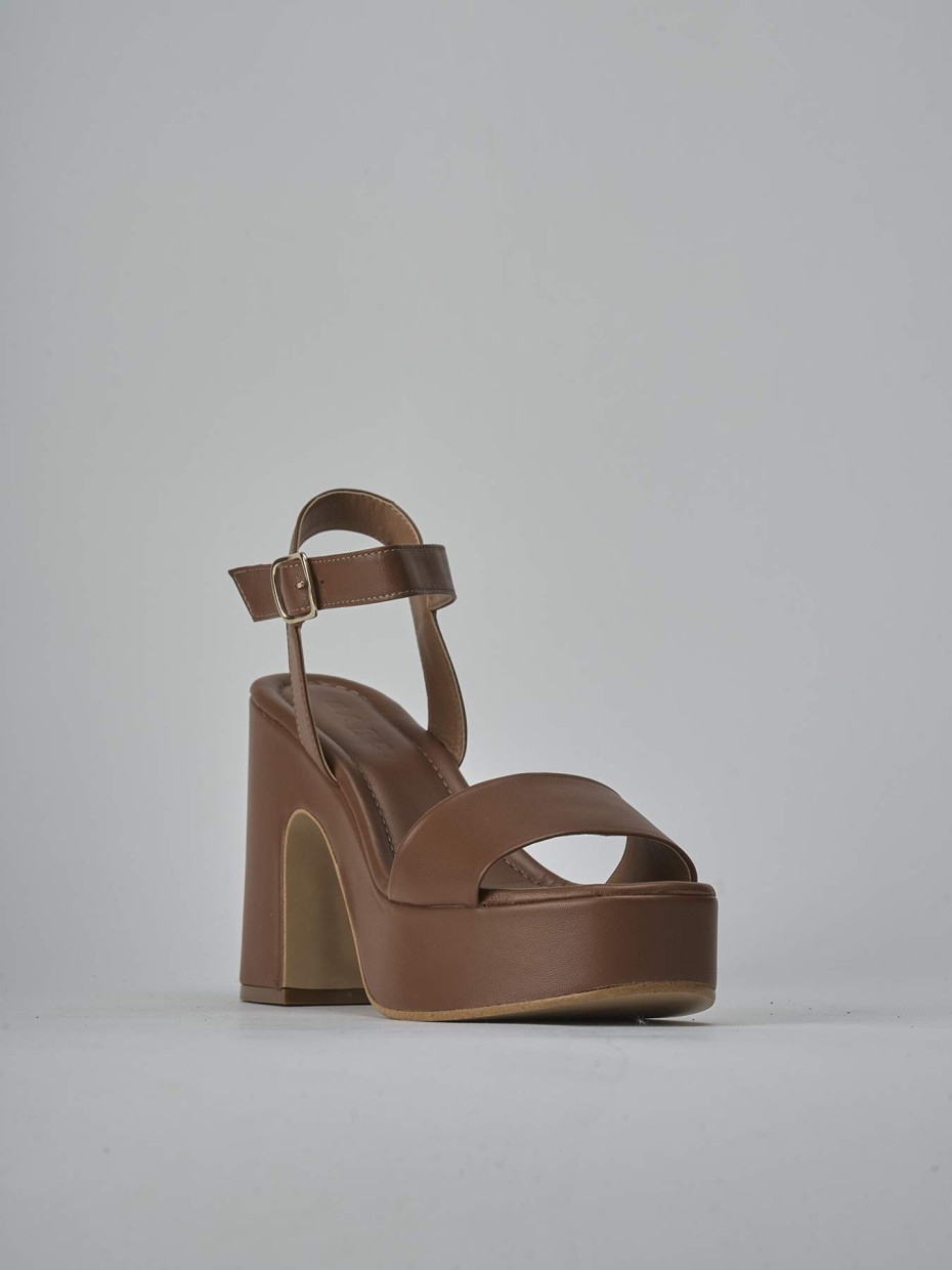 Sandali tacco 9cm pelle marrone