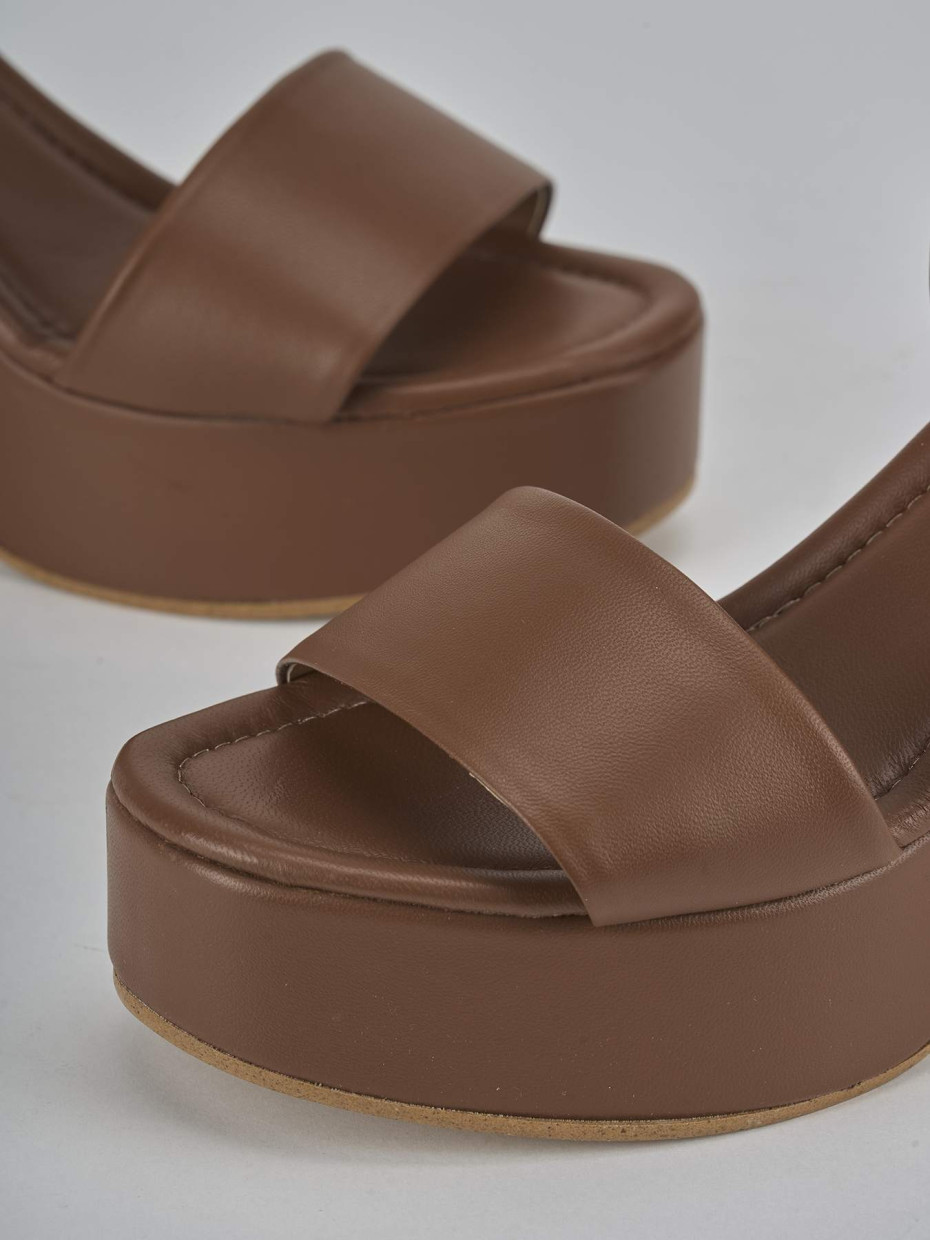 Sandali tacco 9cm pelle marrone