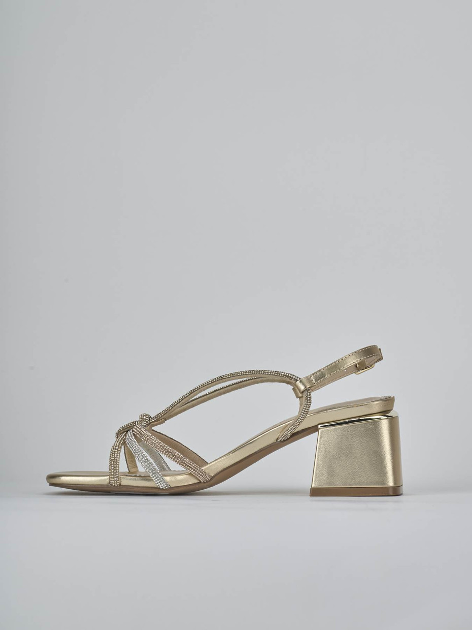 Sandali tacco 5cm pelle oro