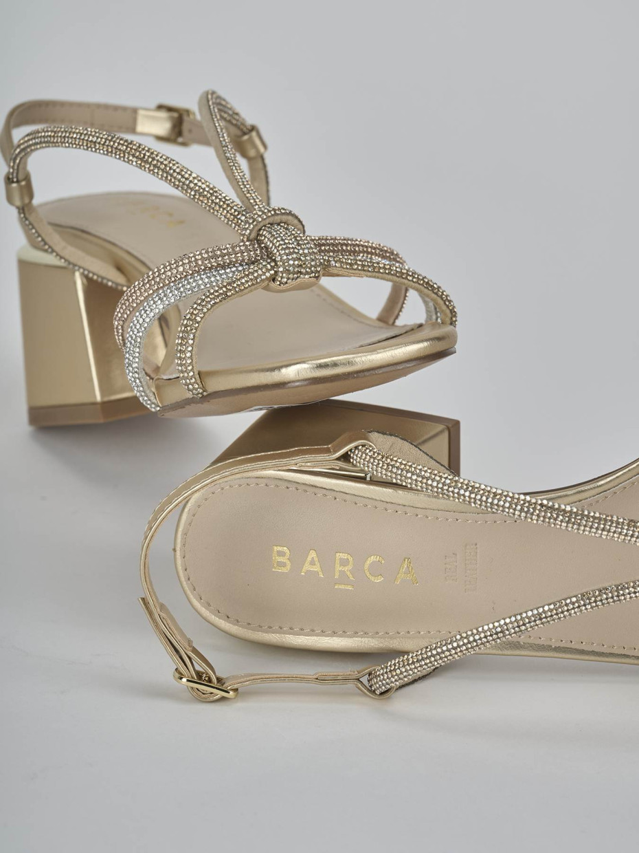 Sandali tacco 5cm pelle oro