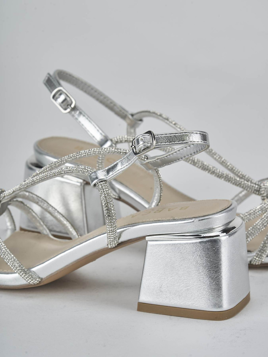 Sandali tacco 5cm pelle argento
