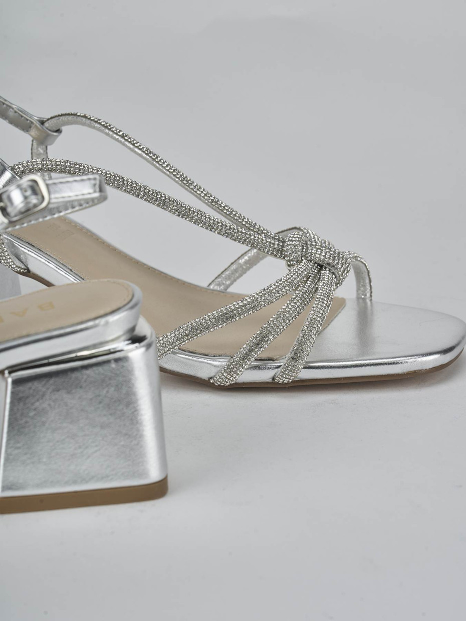Sandali tacco 5cm pelle argento