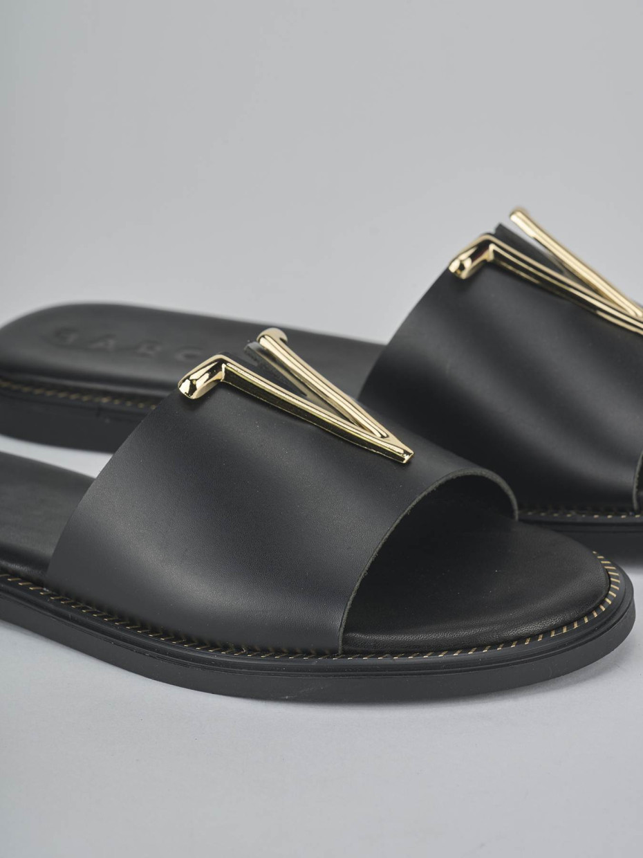 Ciabatte tacco 1cm pelle nero