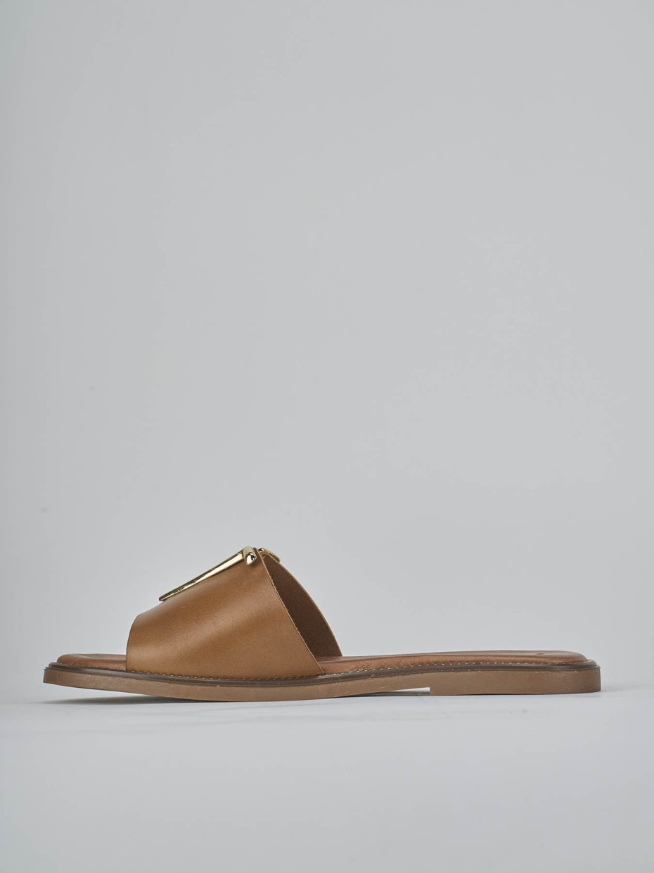 Ciabatte tacco 1cm pelle marrone