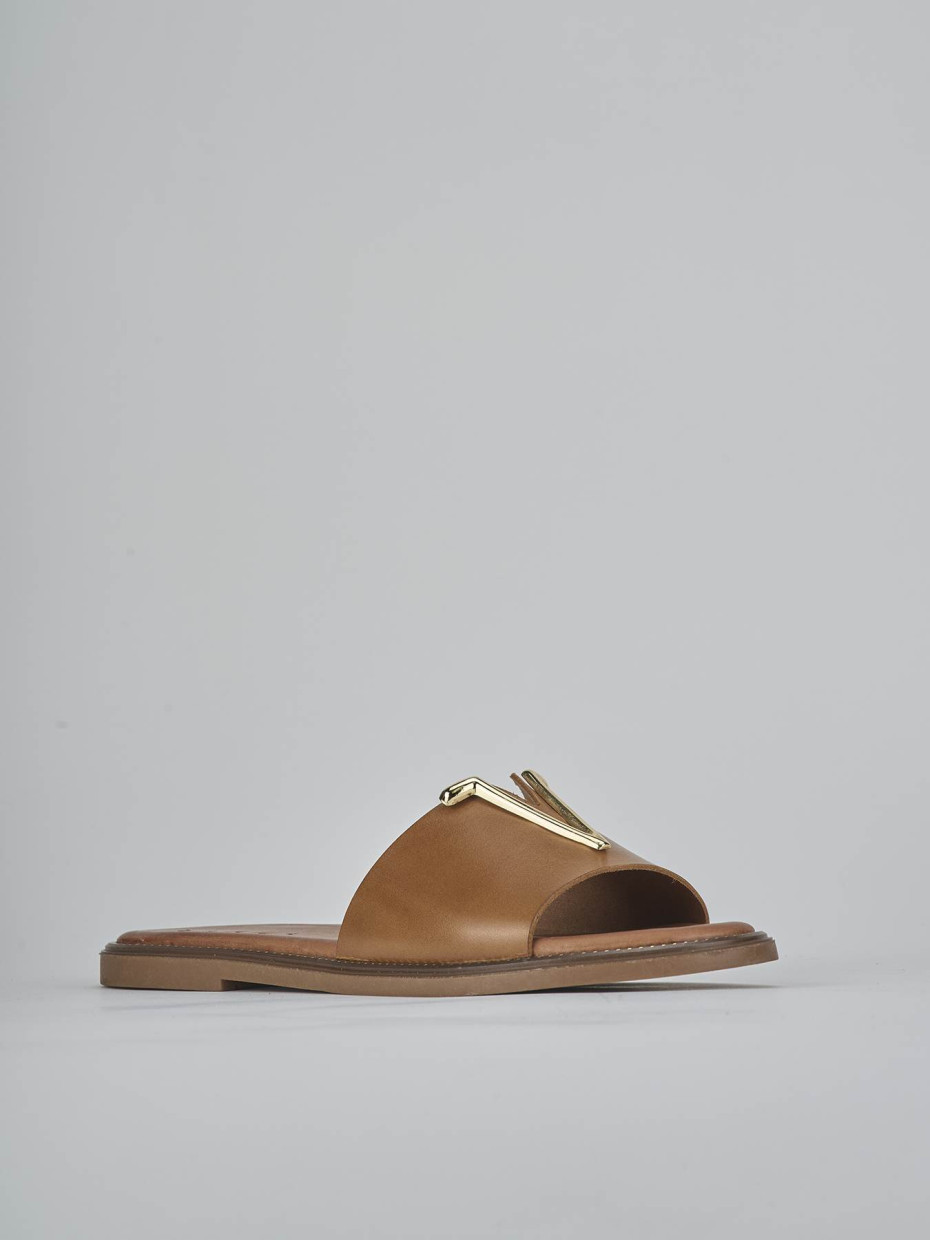 Ciabatte tacco 1cm pelle marrone