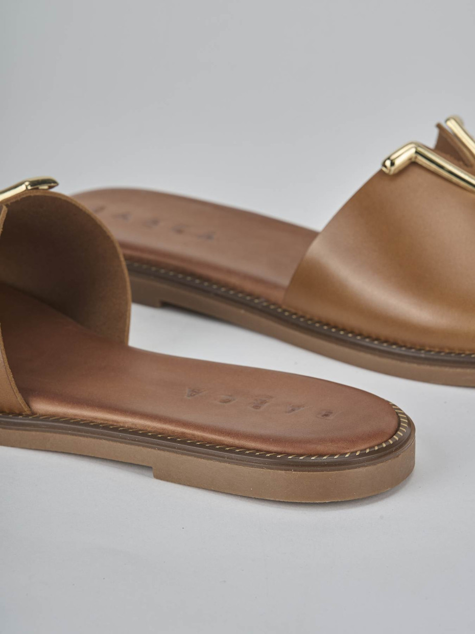 Ciabatte tacco 1cm pelle marrone