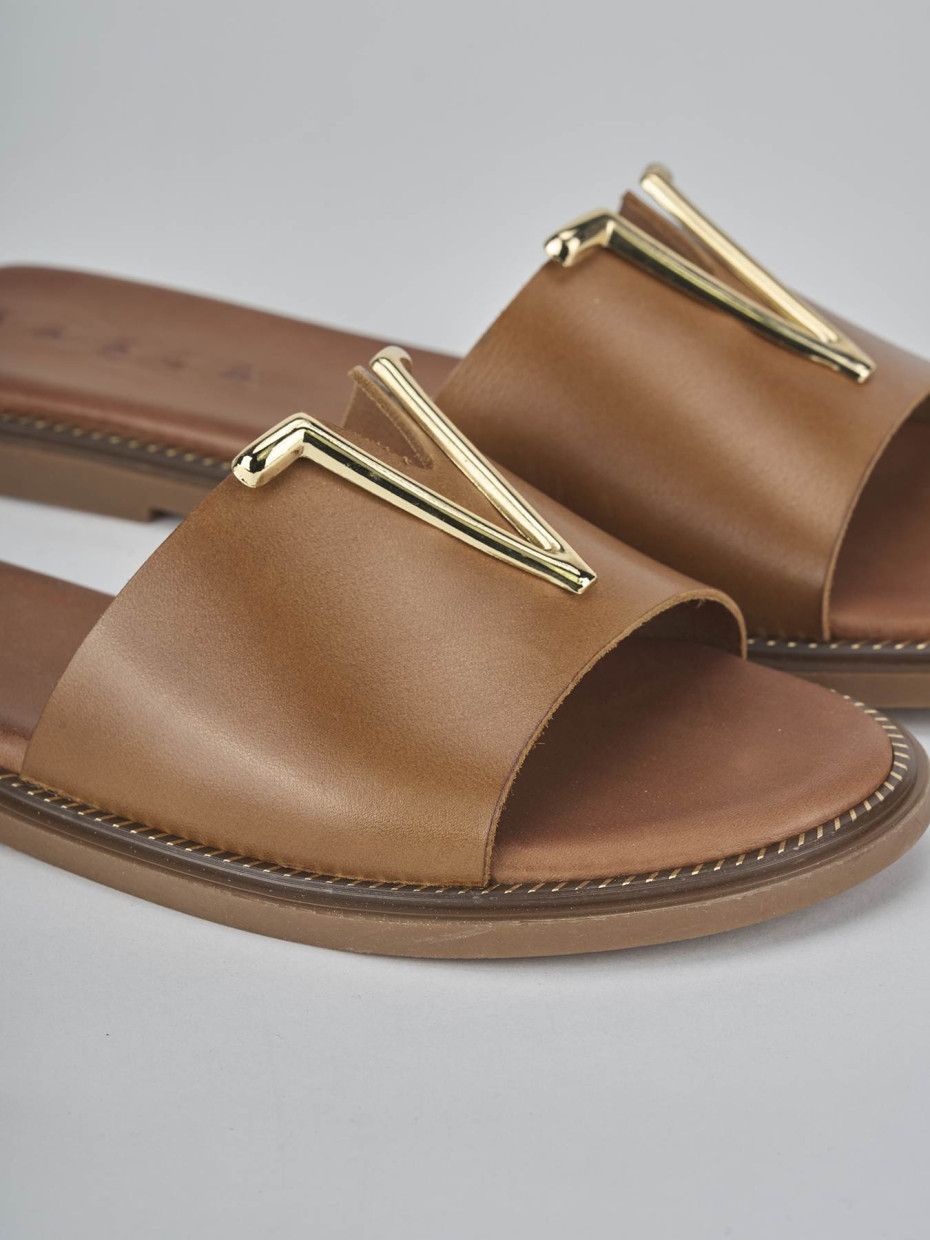 Ciabatte tacco 1cm pelle marrone