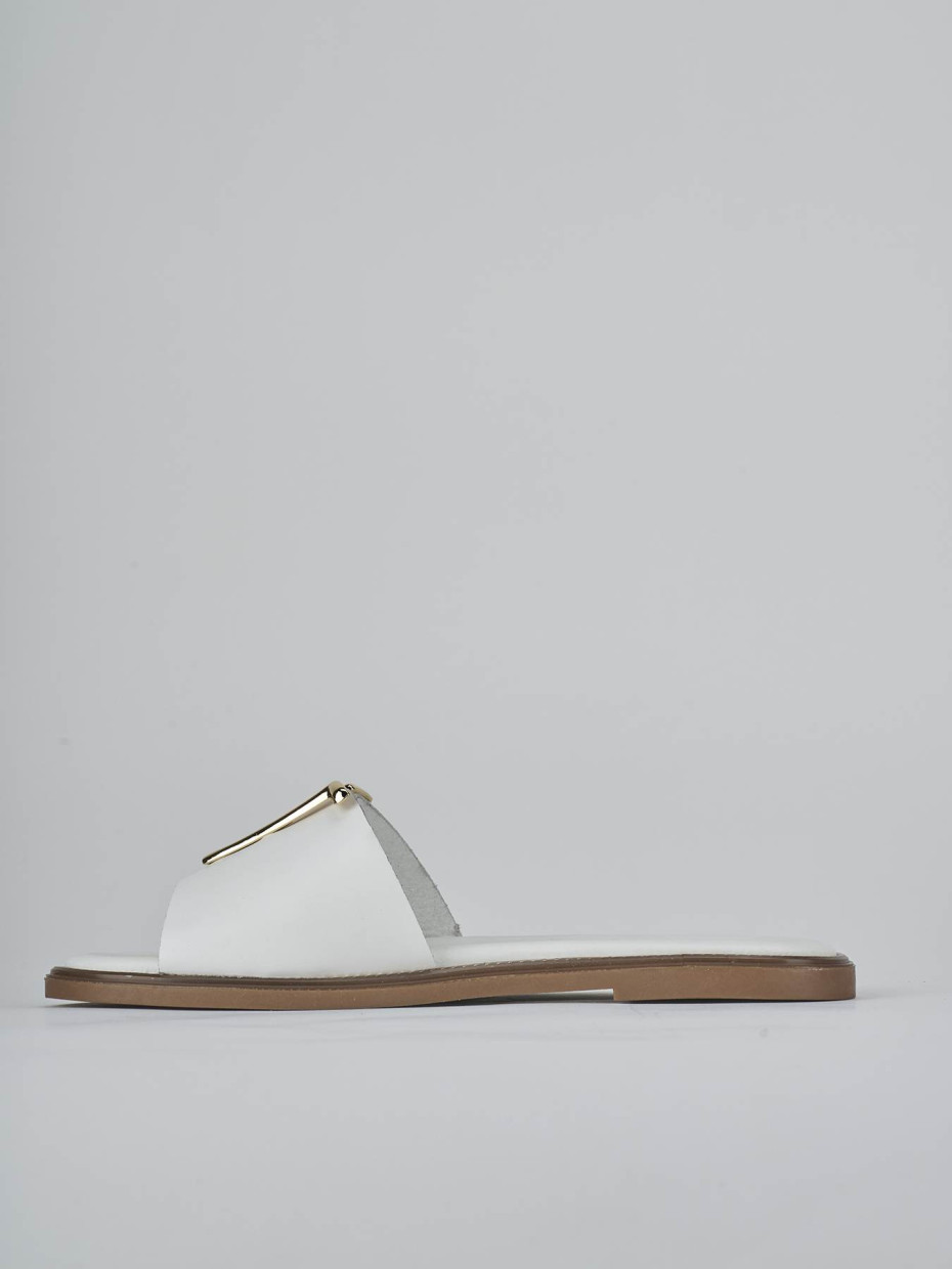 Ciabatte tacco 1cm pelle bianco