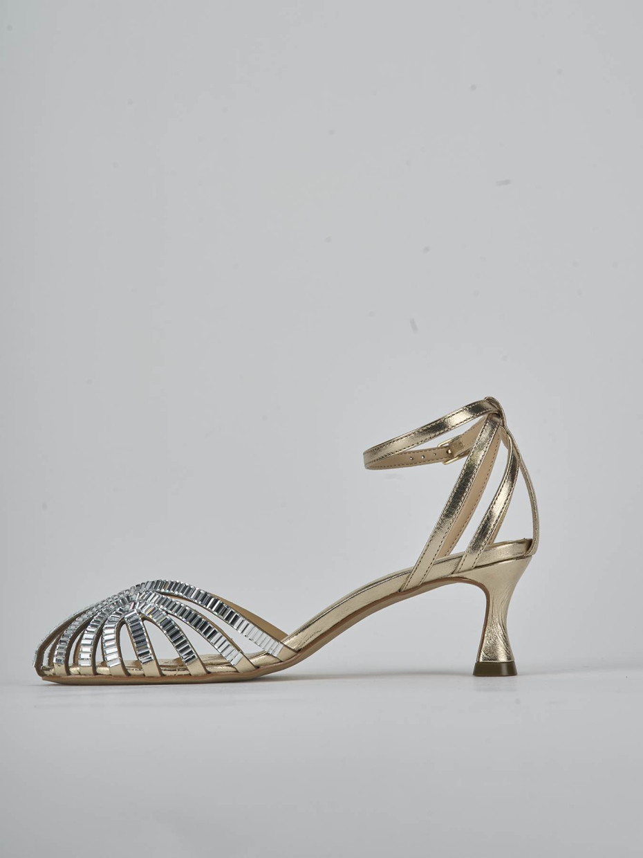Sandali tacco 9cm laminato oro