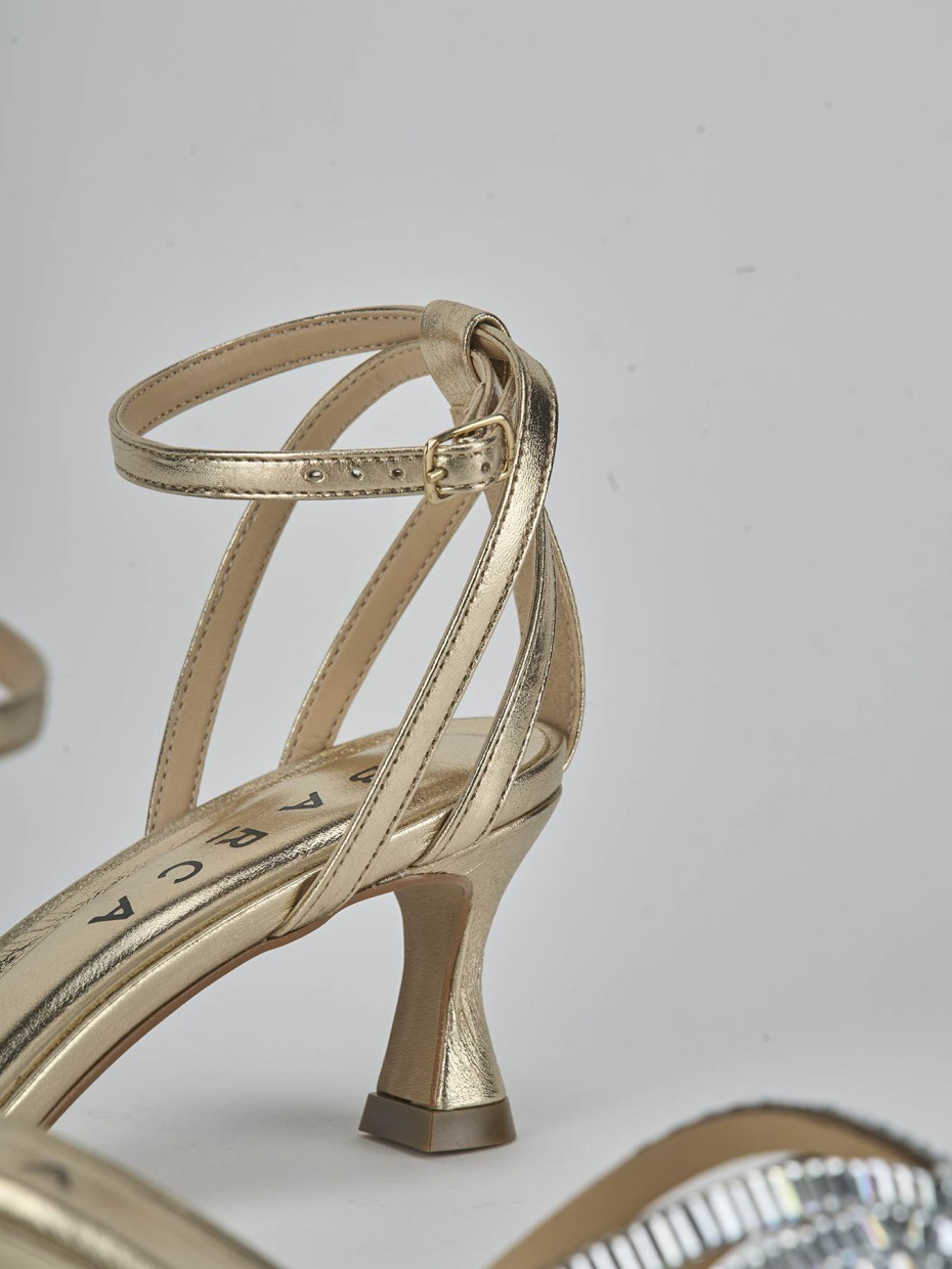 Sandali tacco 9cm laminato oro
