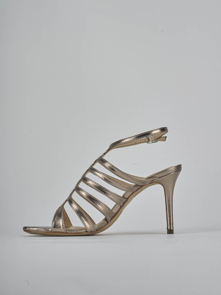Sandali tacco 9cm laminato argento