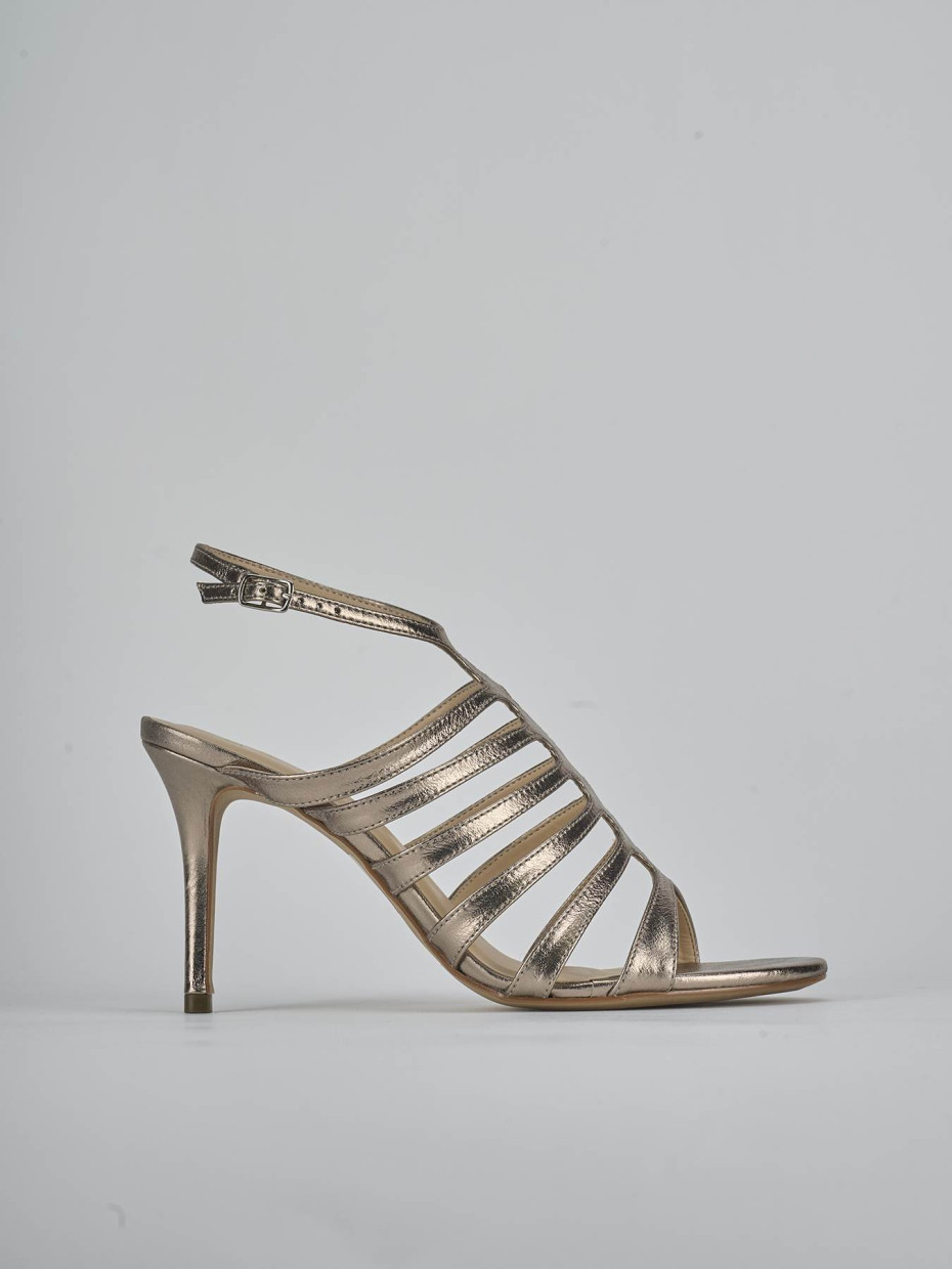 Sandali tacco 9cm laminato argento