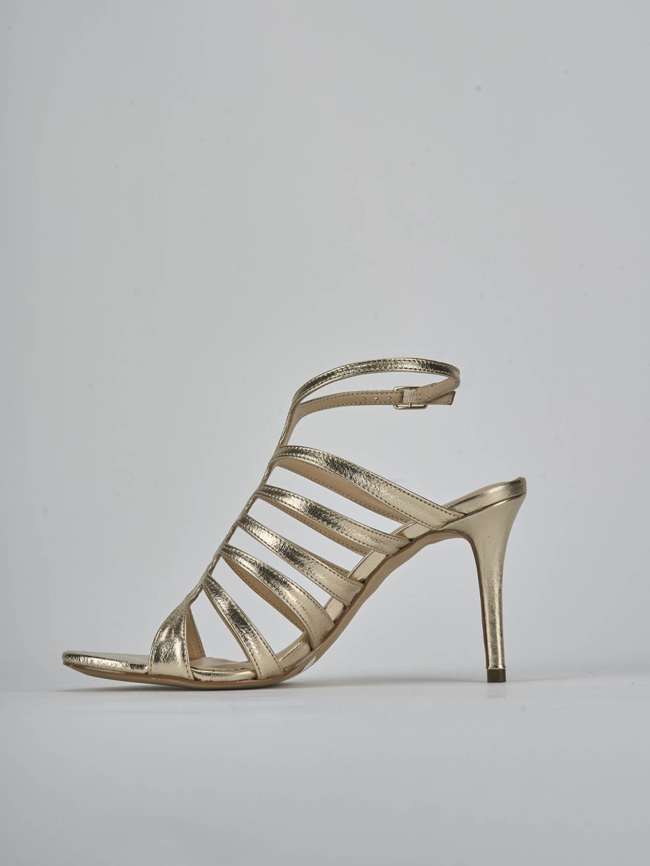 Sandali tacco 9cm laminato oro