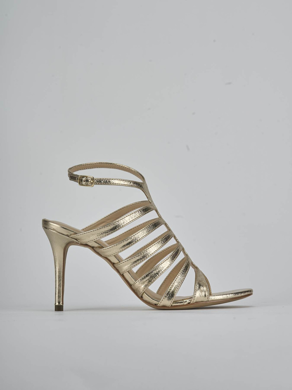 Sandali tacco 9cm laminato oro