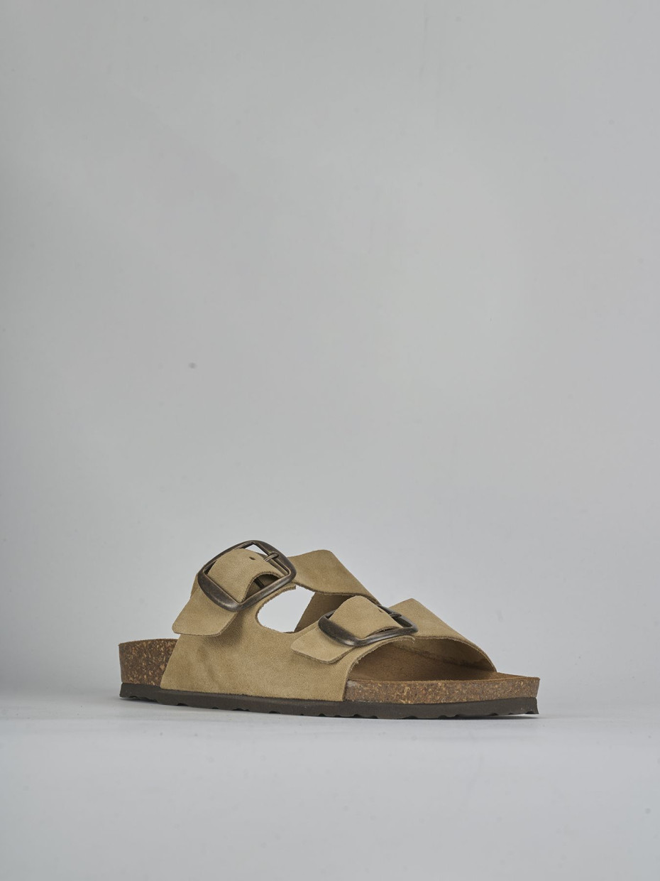 Ciabatta tacco 1 cm beige camoscio