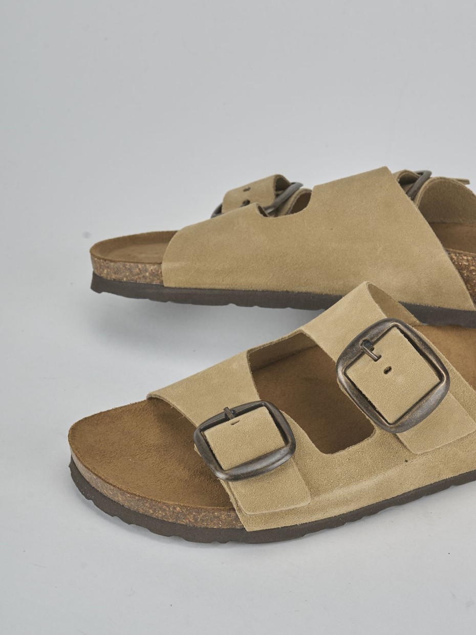 Ciabatta tacco 1 cm beige camoscio