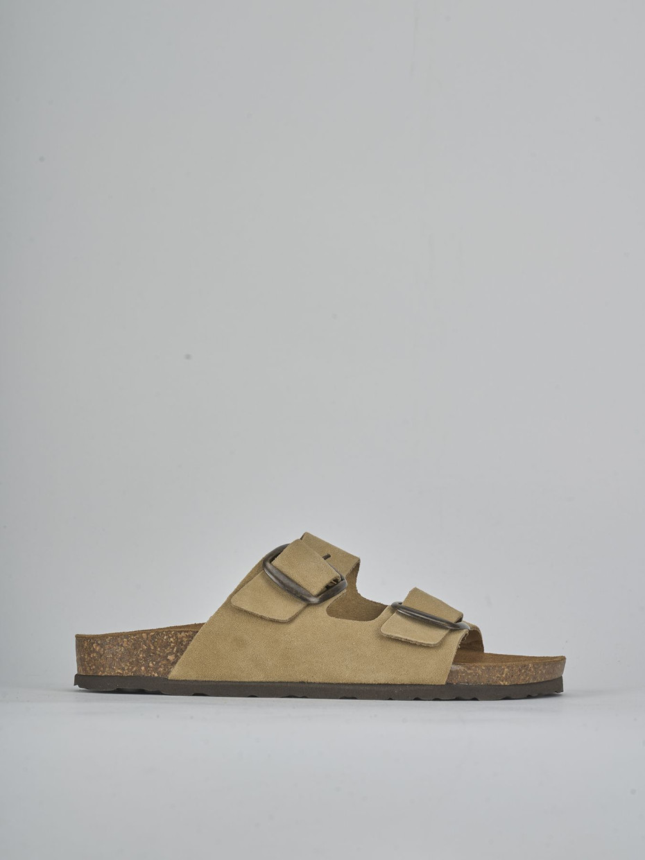 Ciabatta tacco 1 cm beige camoscio