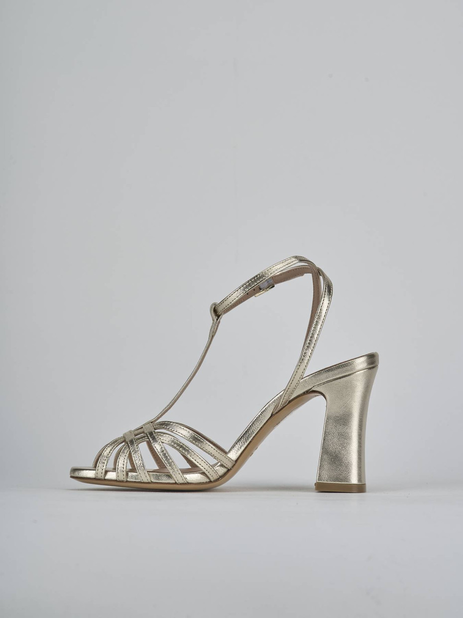 Sandali tacco 9cm laminato oro
