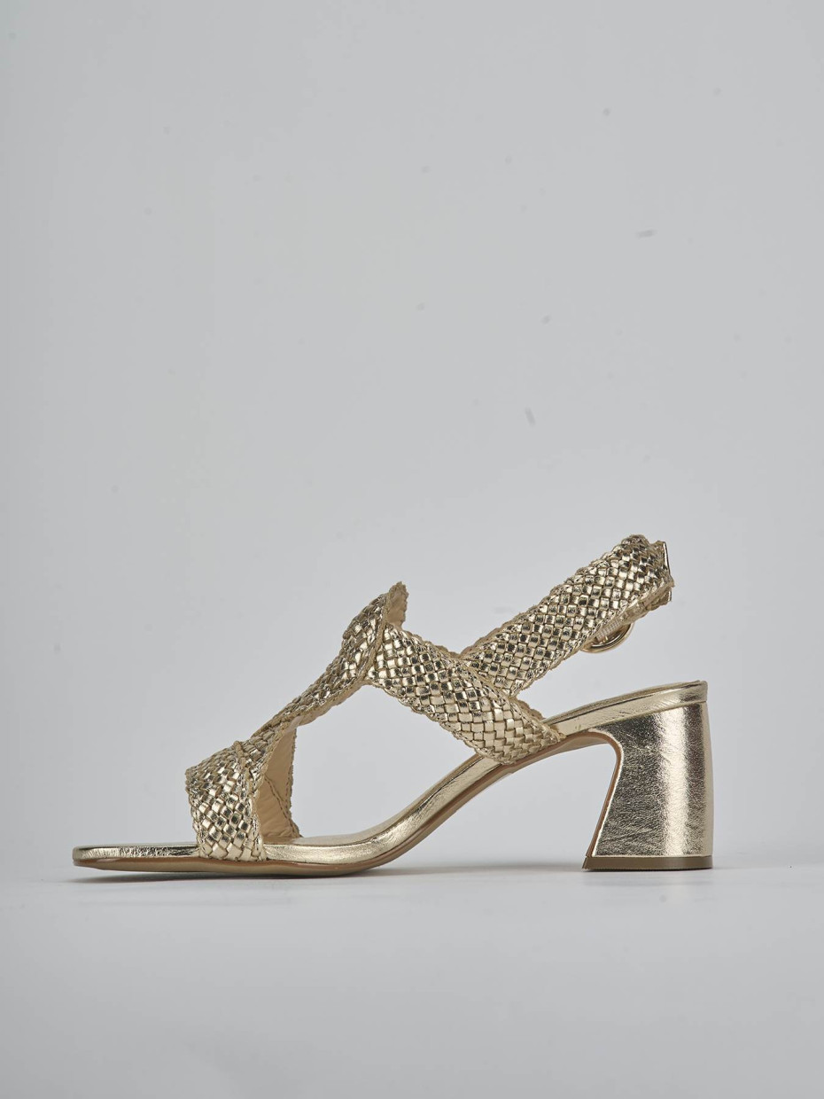 Sandali tacco 6cm laminato oro