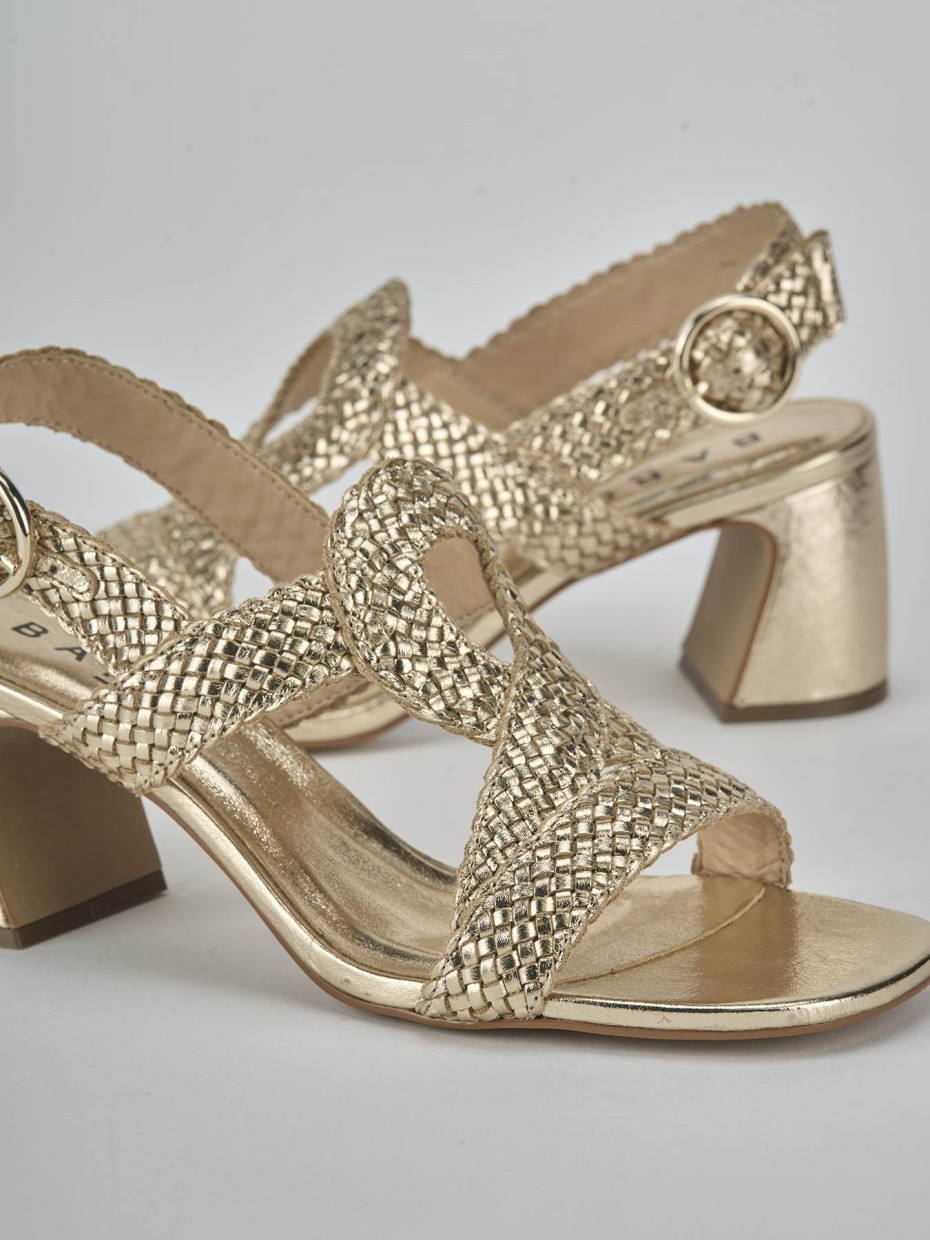 Sandali tacco 6cm laminato oro