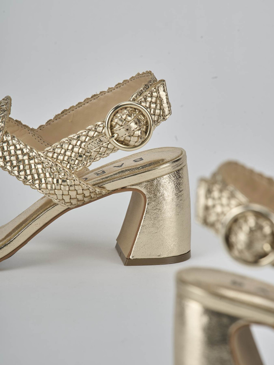 Sandali tacco 6cm laminato oro
