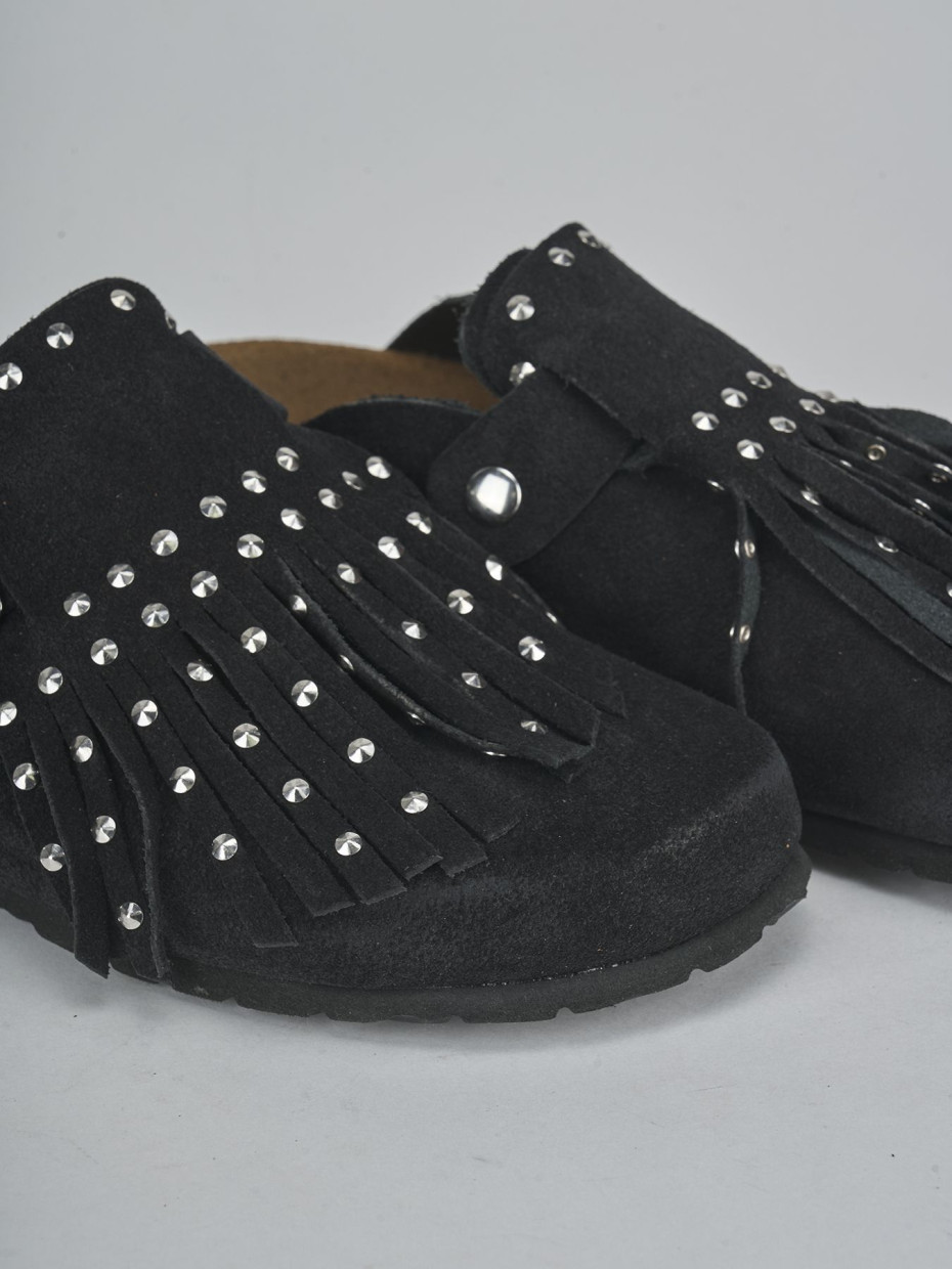 Sabot tacco 1cm camoscio nero