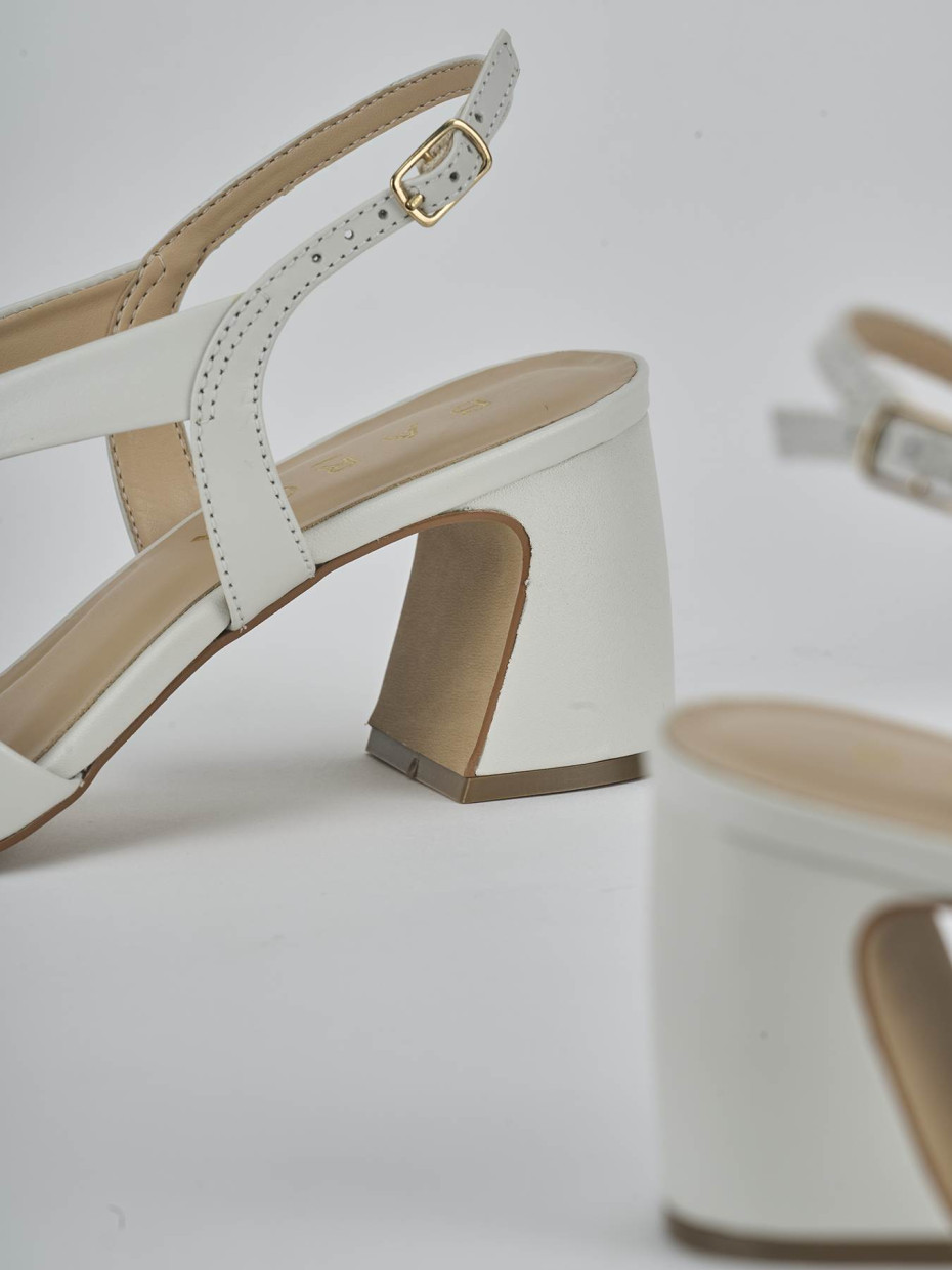 Sandali tacco 6cm pelle bianco