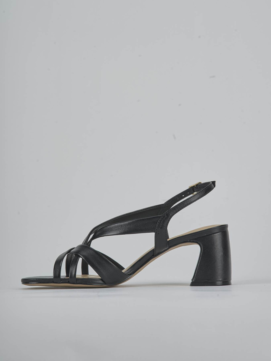 Sandali tacco 6cm pelle nero
