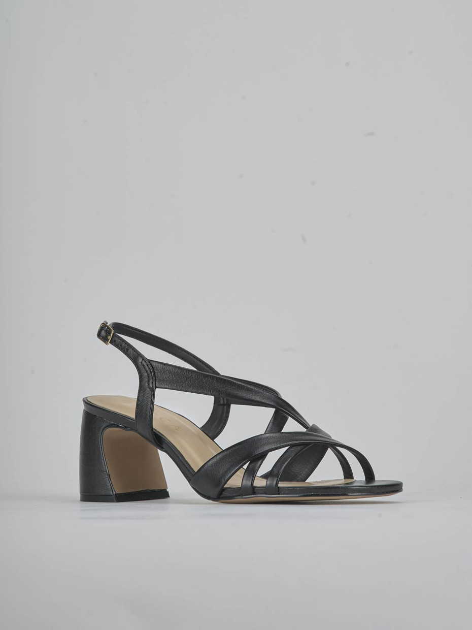 Sandali tacco 6cm pelle nero