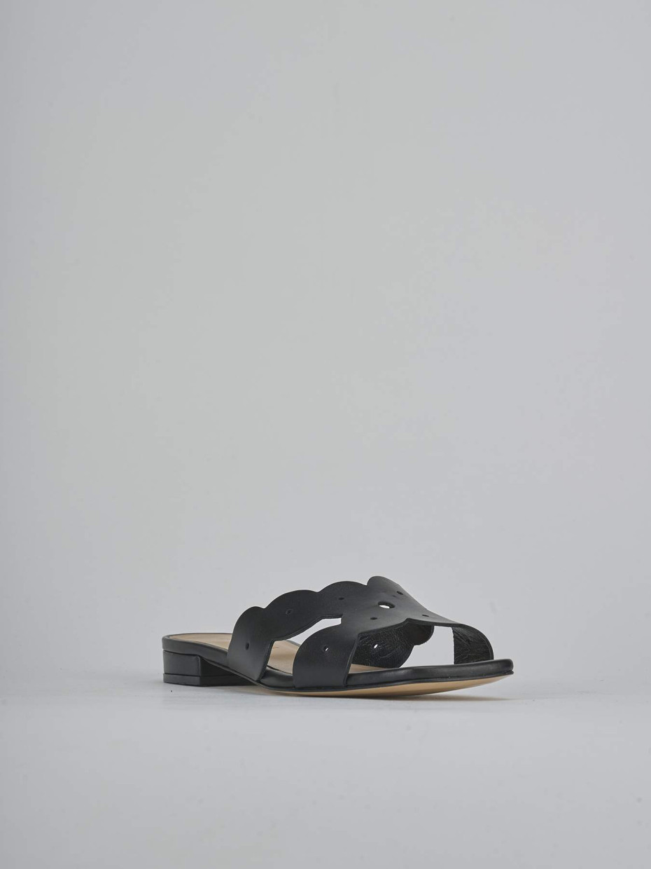 Ciabatte tacco 1cm pelle nero