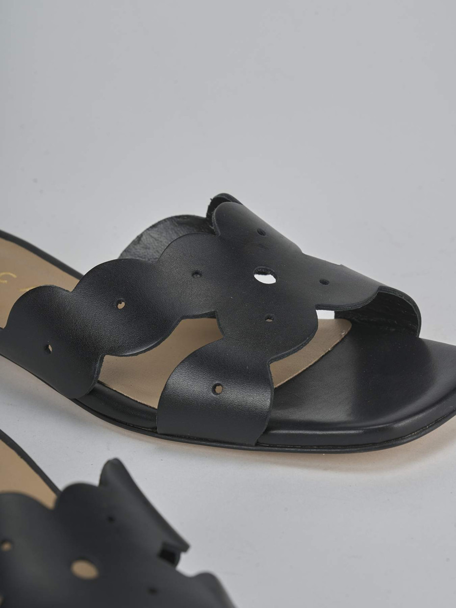 Ciabatte tacco 1cm pelle nero