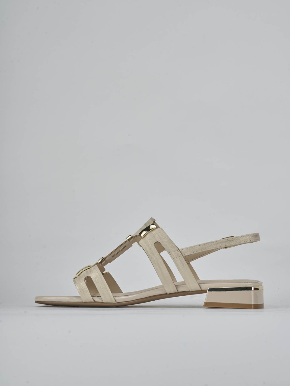 Sandali tacco 1cm pelle beige