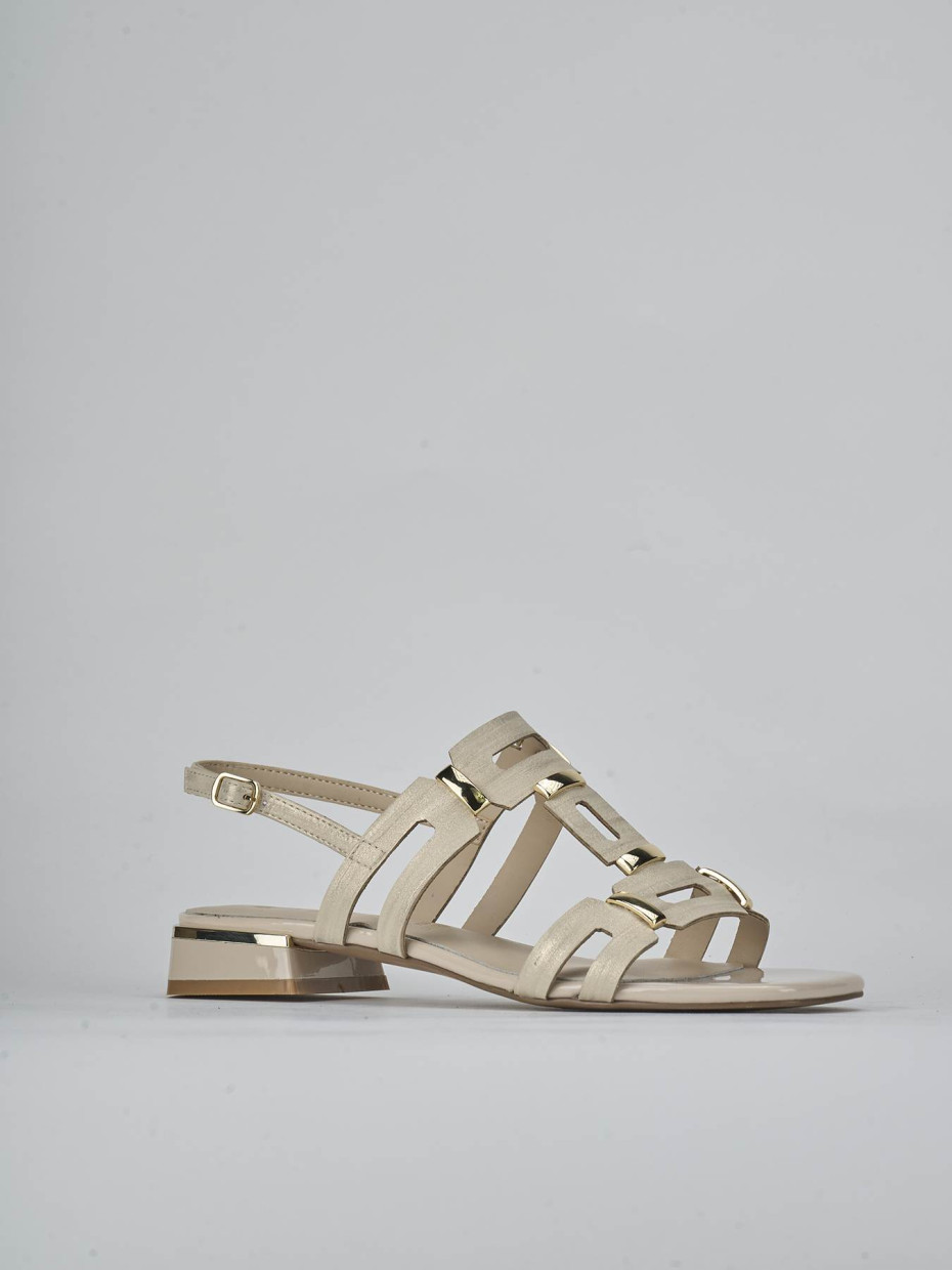 Sandali tacco 1cm pelle beige