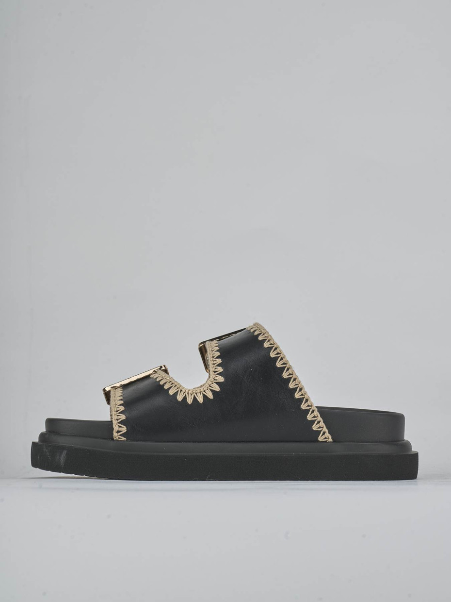 Ciabatte tacco 1cm pelle nero
