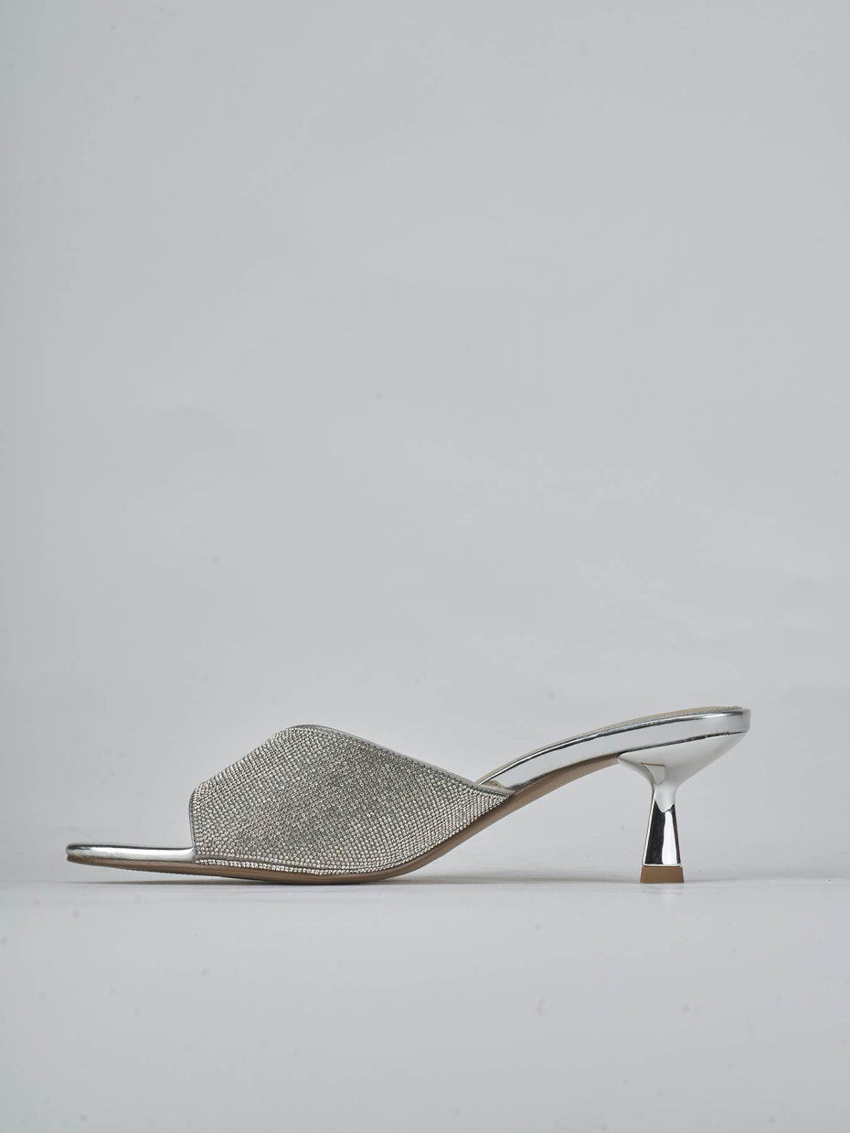 Ciabatte tacco 6cm pelle argento