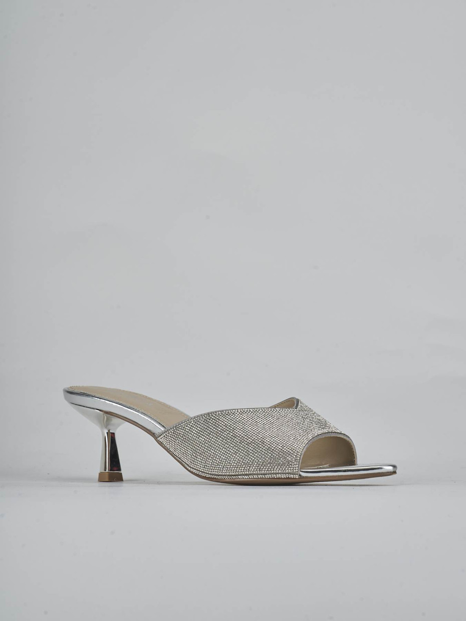 Ciabatte tacco 6cm pelle argento