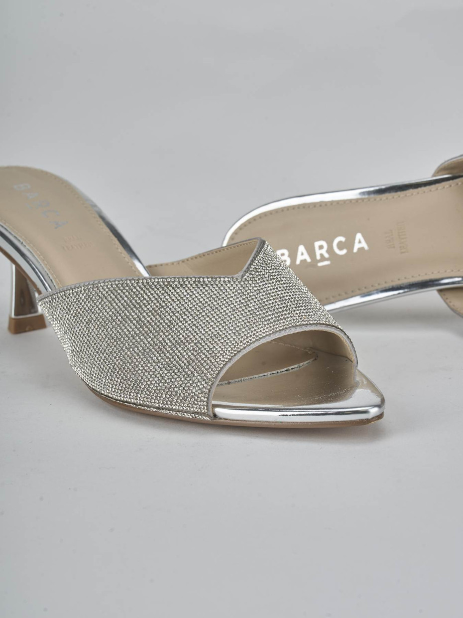 Ciabatte tacco 6cm pelle argento