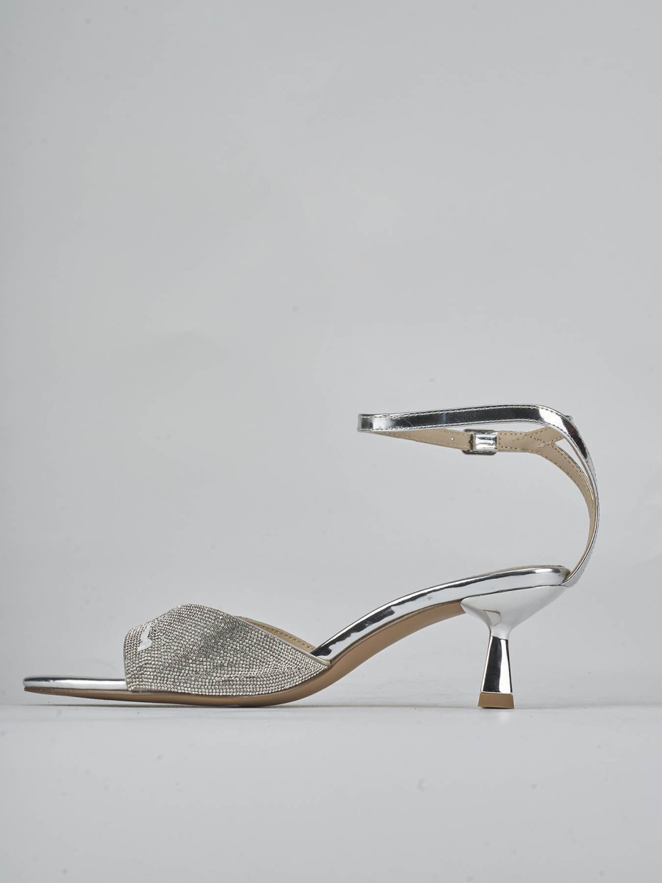 Sandali tacco 6cm pelle argento