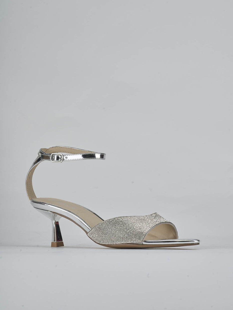 Sandali tacco 6cm pelle argento