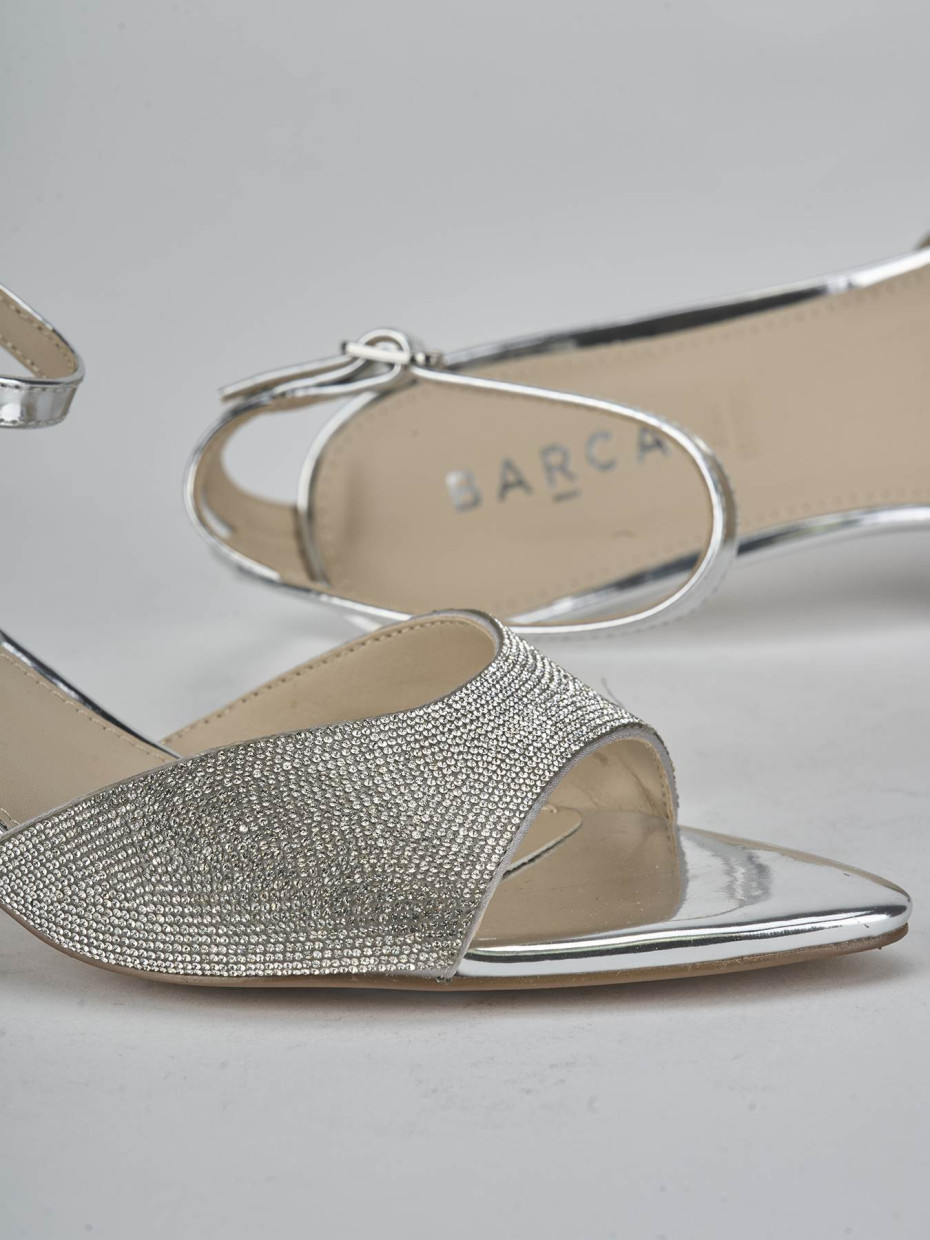 Sandali tacco 6cm pelle argento