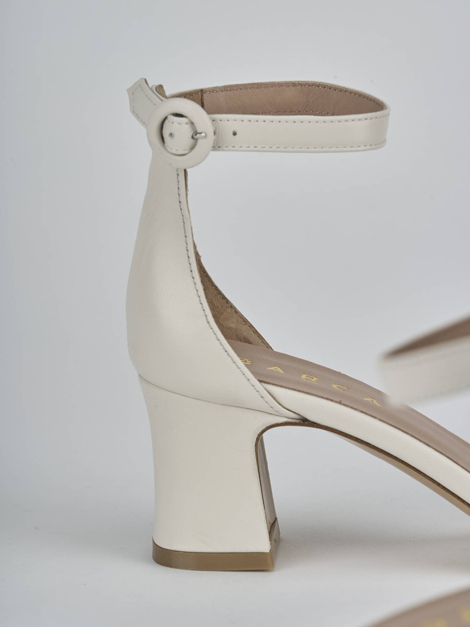 Sandali tacco 5cm pelle bianco