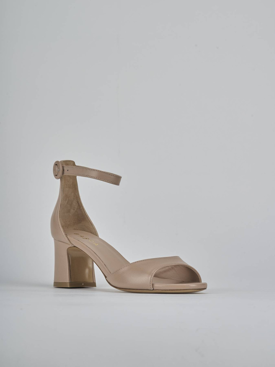 Sandali tacco 5cm pelle marrone
