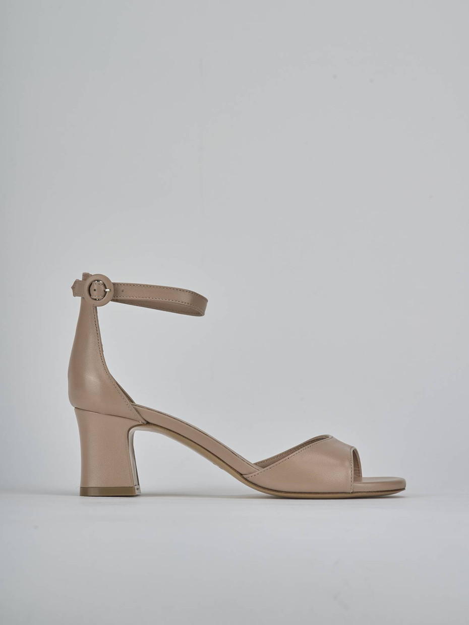 Sandali tacco 5cm pelle marrone