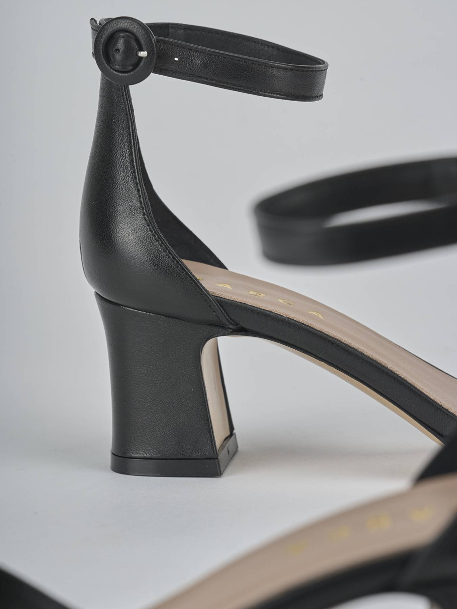 Sandali tacco 5cm pelle nero