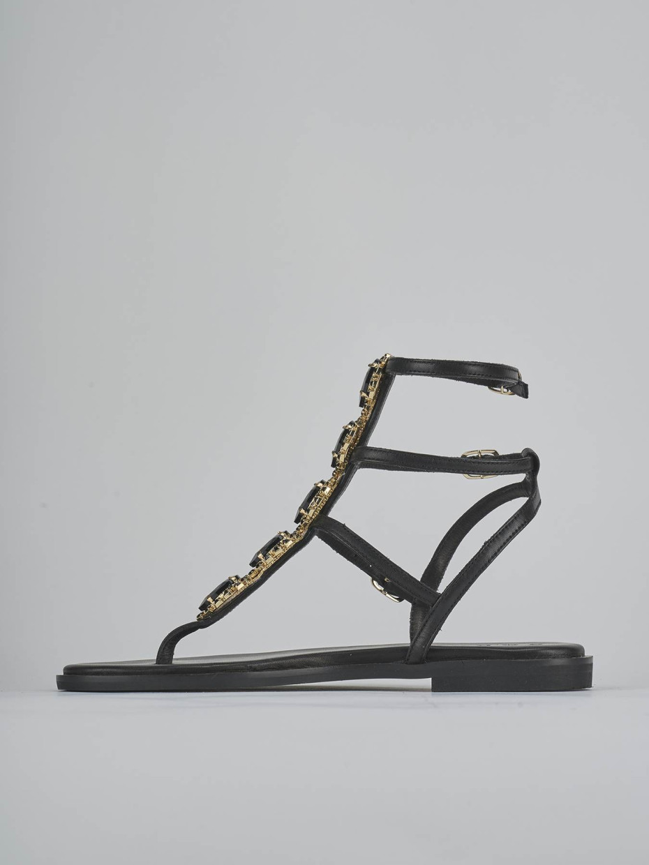 Sandali tacco 1cm pelle nero