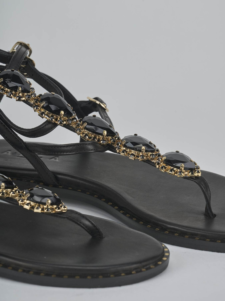Sandali tacco 1cm pelle nero