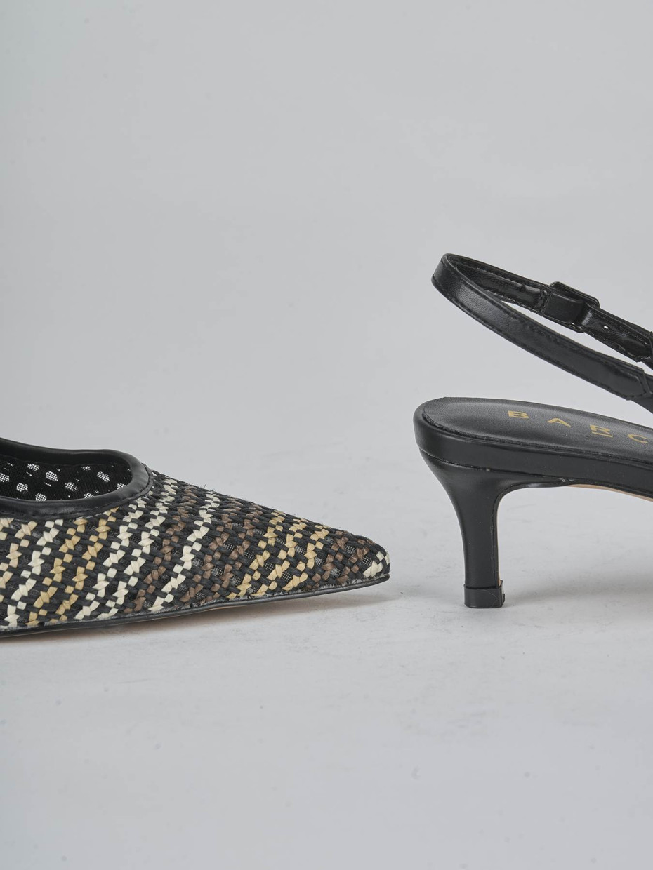 Décolleté e slingback tacco 5cm pelle nero