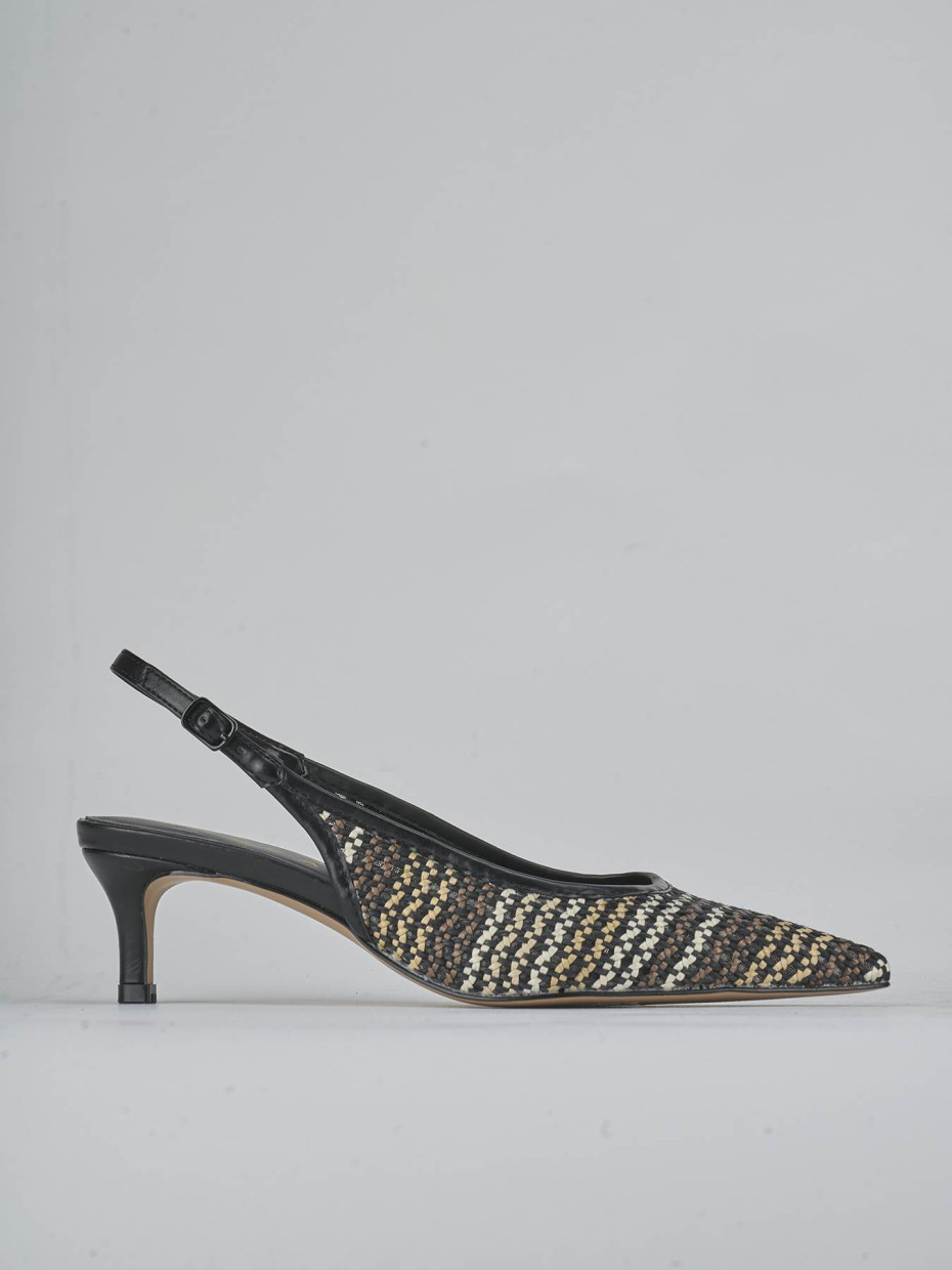 Décolleté e slingback tacco 5cm pelle nero