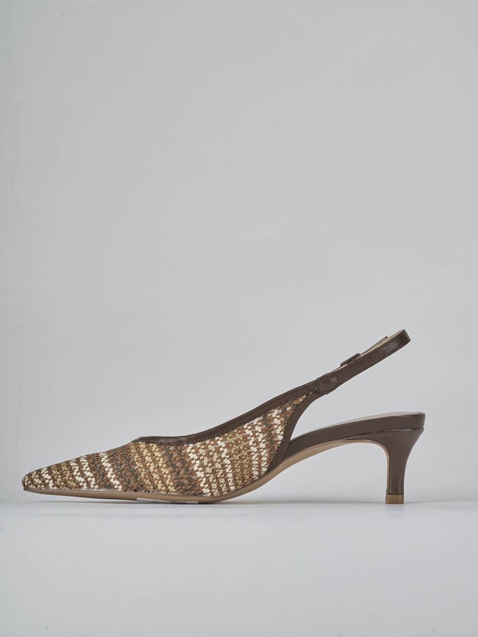 Décolleté e slingback tacco 5cm pelle testa