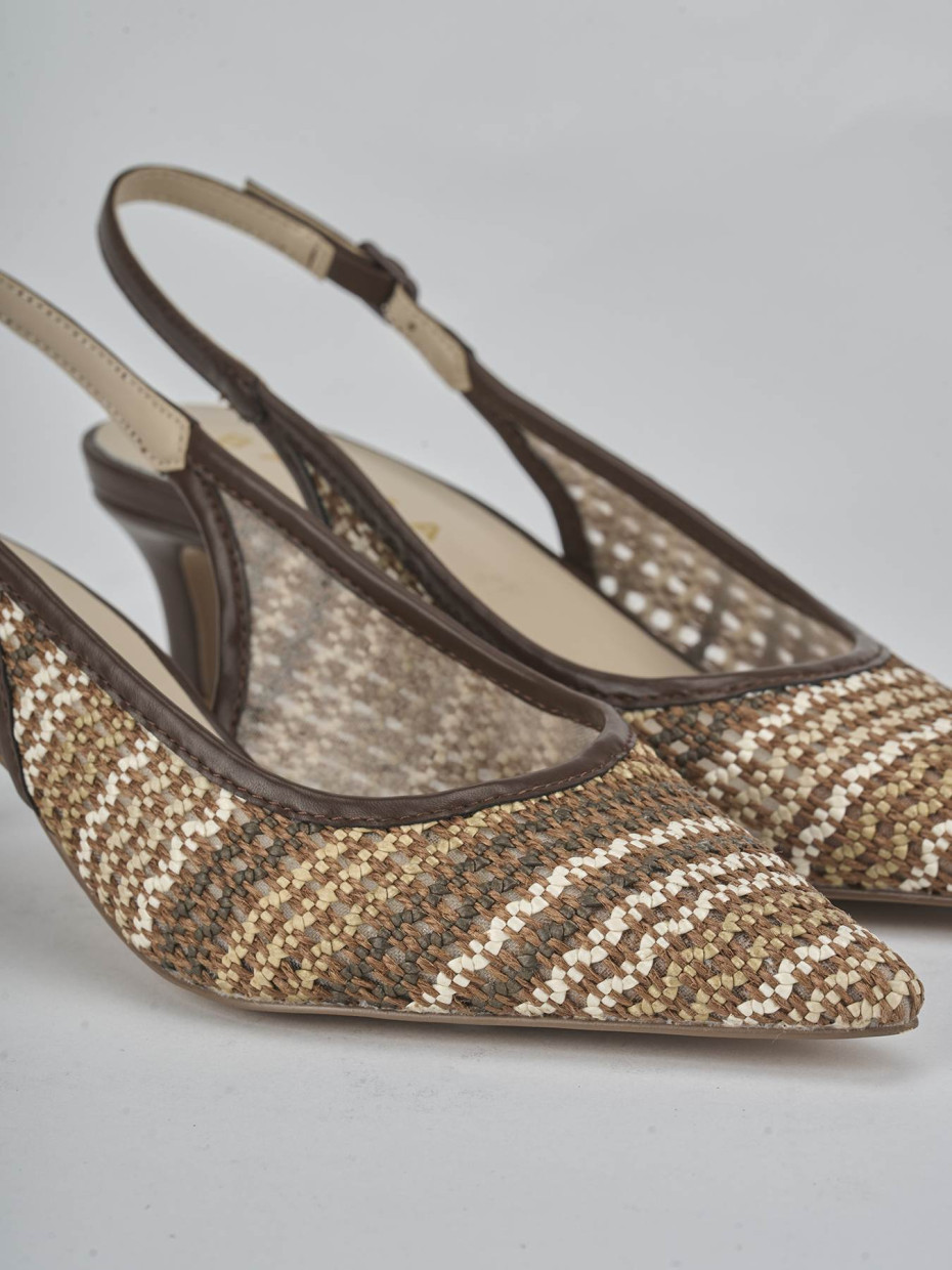 Décolleté e slingback tacco 5cm pelle testa